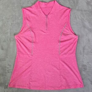Athletic Sleeveless Golf Polo Quarter Zip Top Pink Women's XL Performance Shirt